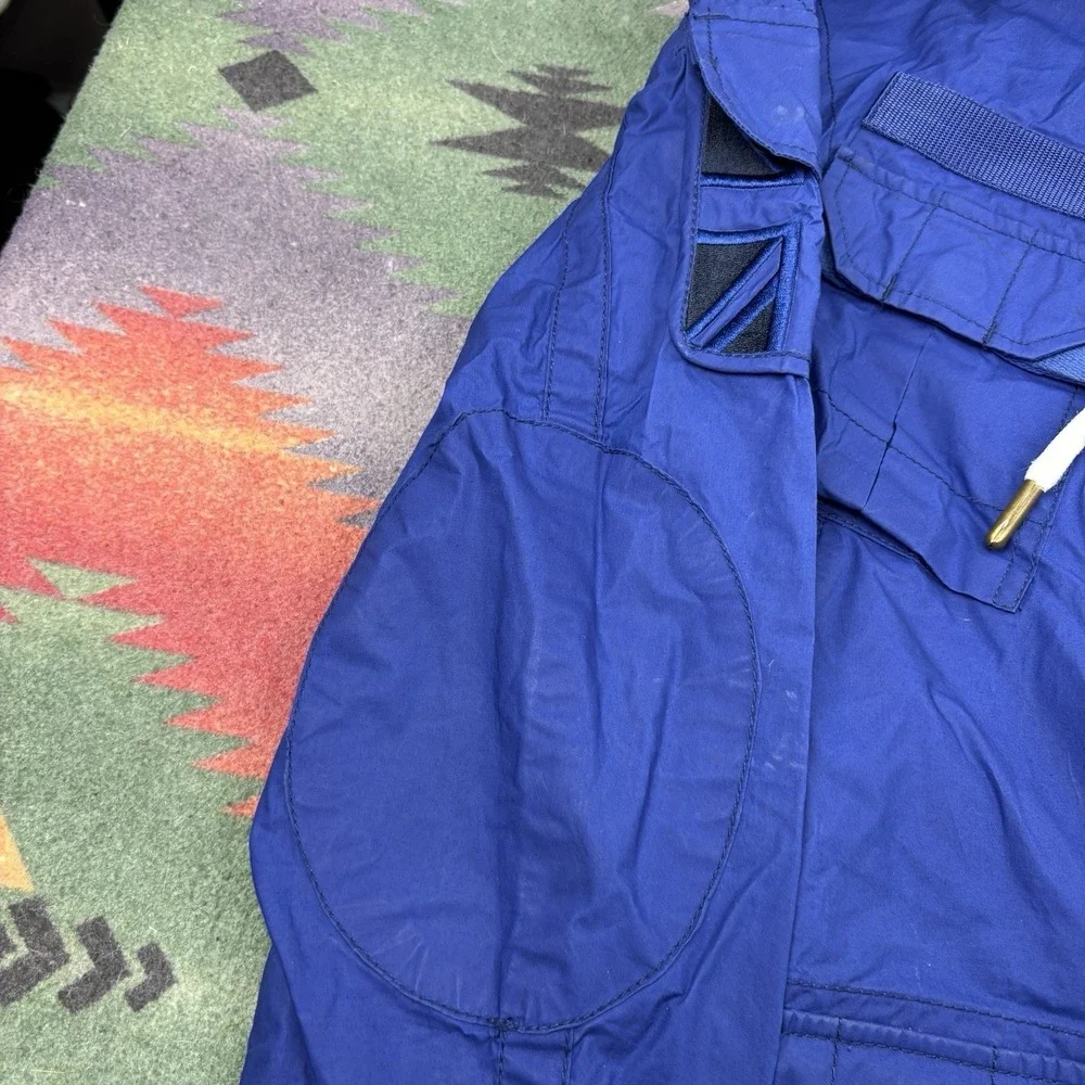 Superdry Military Jacket Men's Small Blue Cotton Utility Safari Pockets Full Zip
